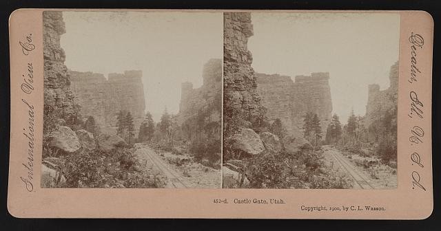 Photo:Castle Gate Utah 1900 Stereoview International View Co G. L. Wason