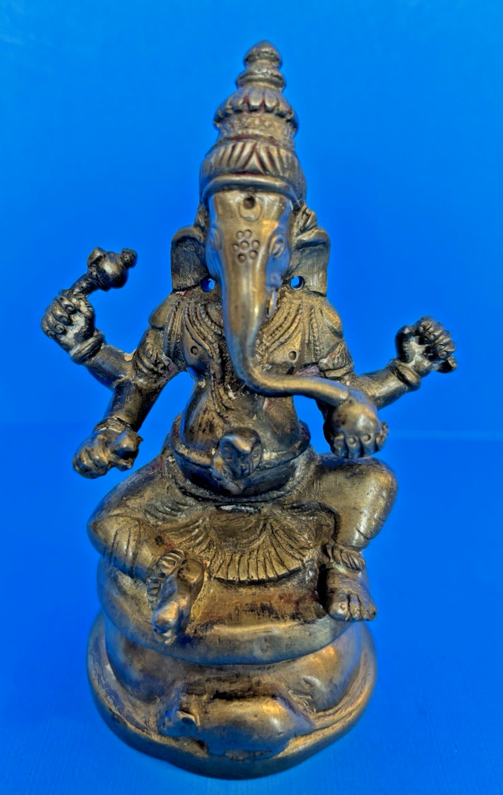 Vintage Brass Elephant Lord Of Ganesha Hindu Statue