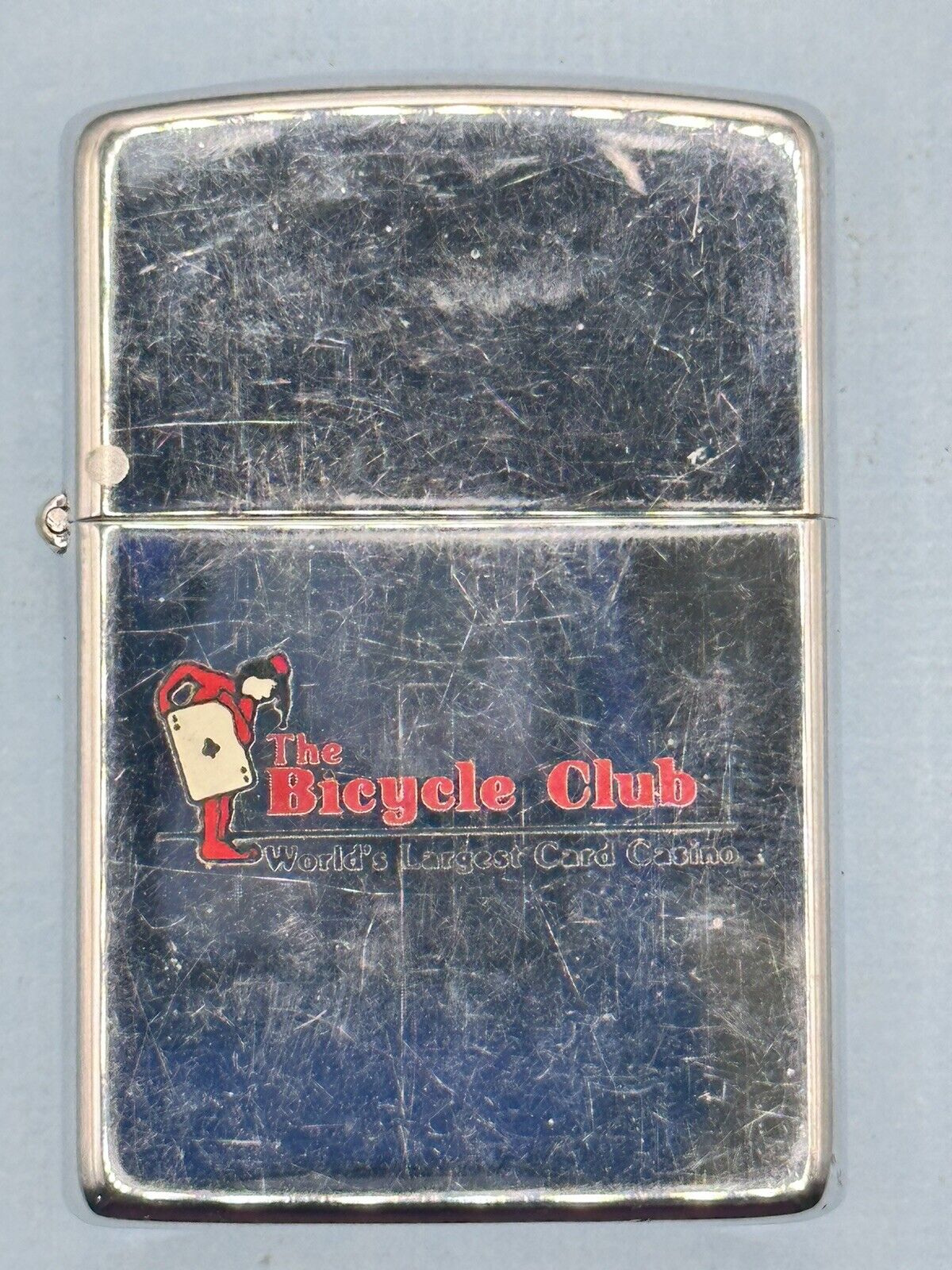 Vintage 1990 The Bicycle Club Card Casino Advertising Chrome Zippo Lighter