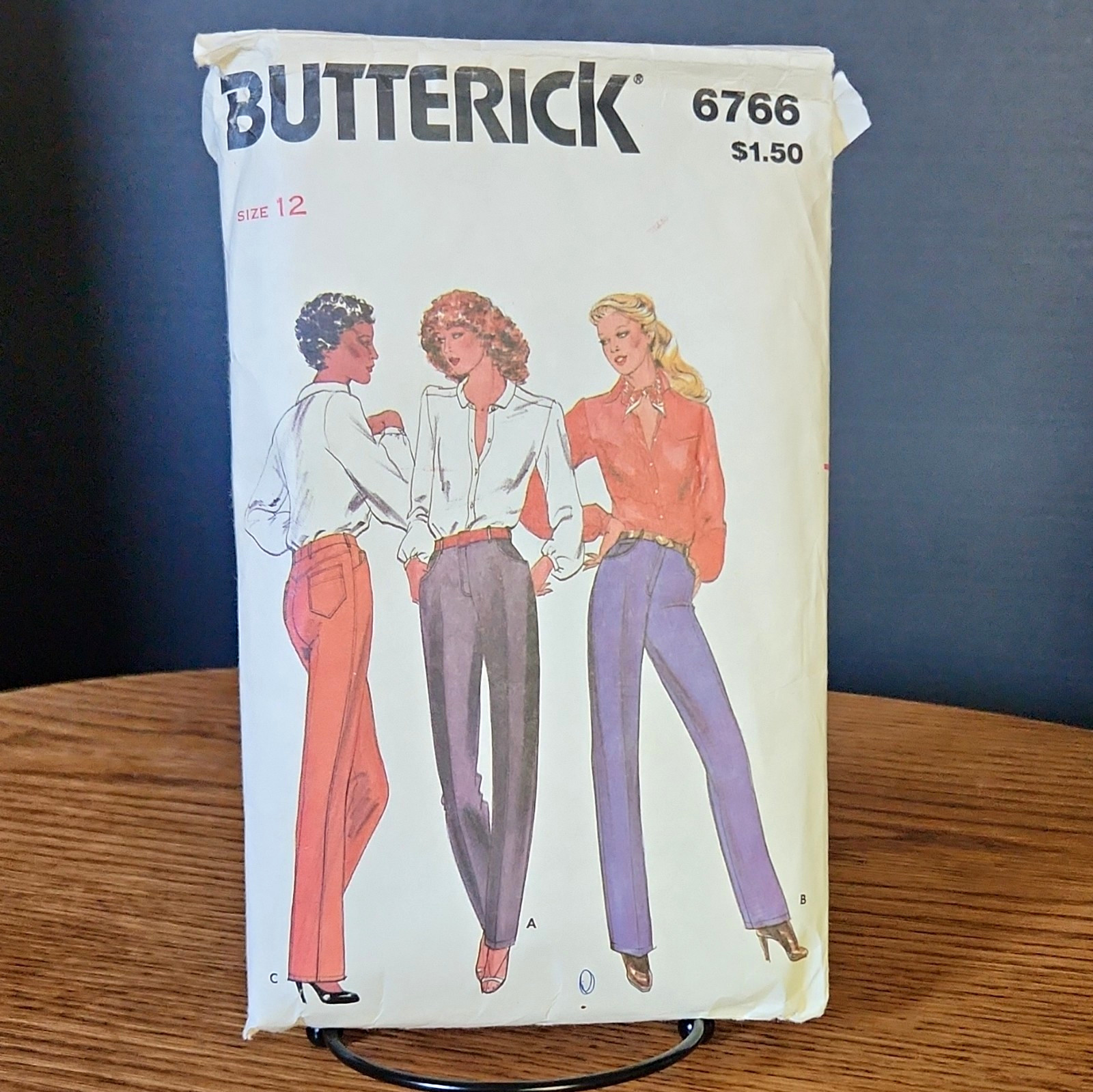  1980s Butterick 6766 Misses Proportioned Pants Pattern Size 12 CUT Complete