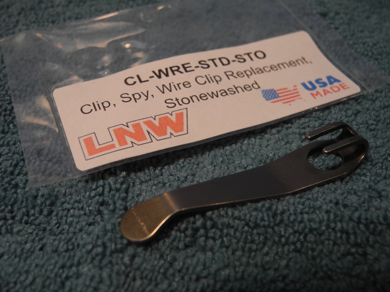 LynchNW Standard Stonewash Titanium Wire Clip For Spyderco Knife CL-WRE-STD-STO