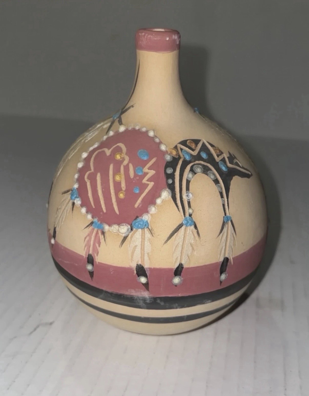 Vintage Native American Pueblo Pottery Red Clay Vase Signed Betty Selby 89 309