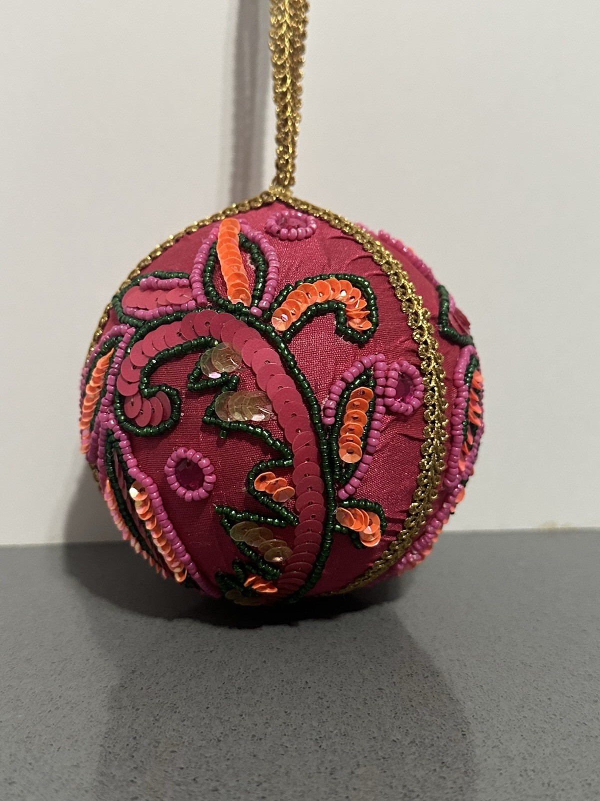 Retired Jim Marvin x Winward Handmade Pink Beaded Ornament 4.25”