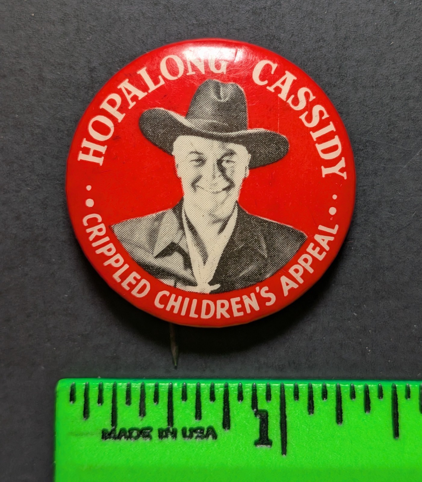 Vintage Hopalong Cassidy Cowboy Crippled Children Pinback Pin