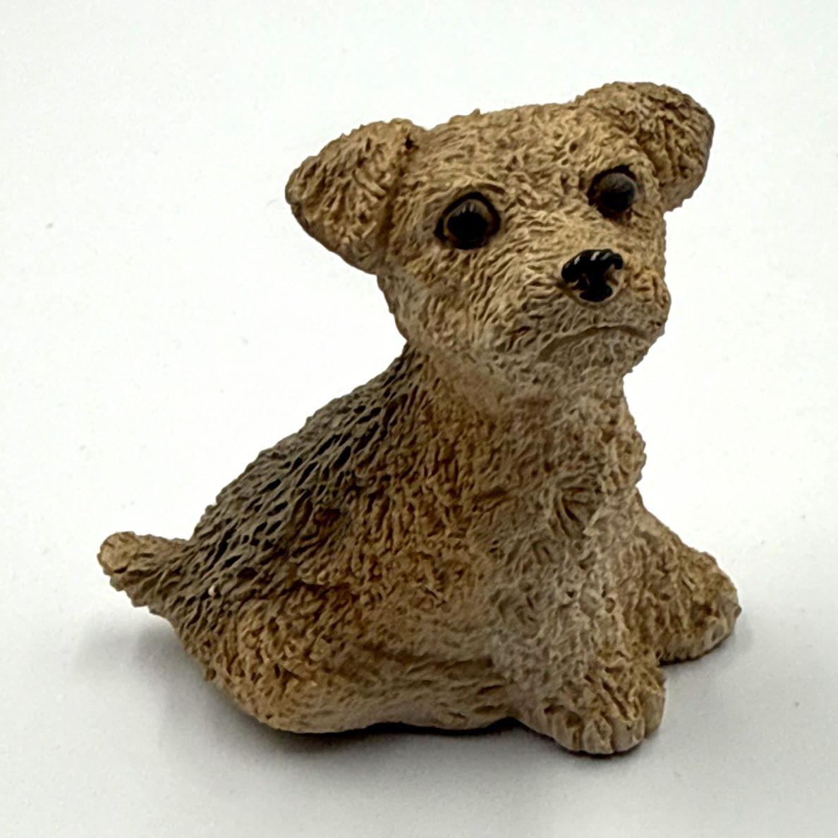 Vintage Realistic Cast Resin Wire Haired Terrier Scruffy Puppy Dog Figurine