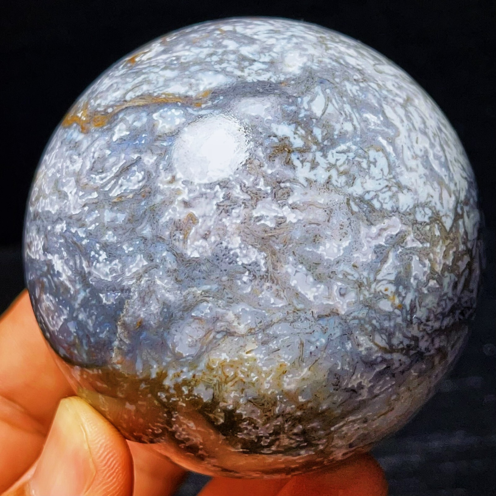 Rare 440G Natural Polished Moss Agate Sphere  Agate Crystal Ball Healing L2320