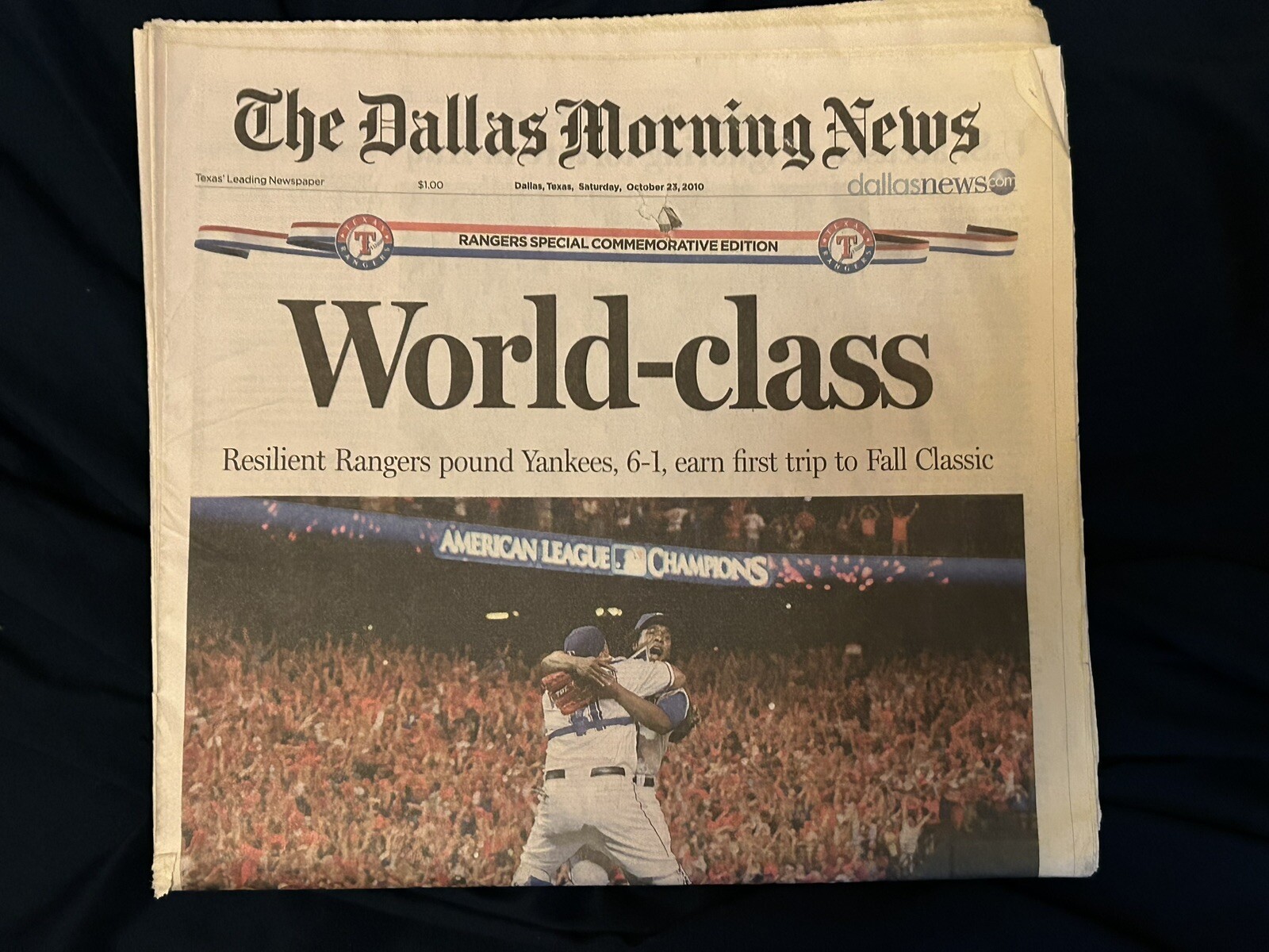 Dallas Morning News, October 23, 2010 Rangers Special Commemorative Edition Dallas Morning News, October 23, 2010 Rangers Special Commemorative Edition