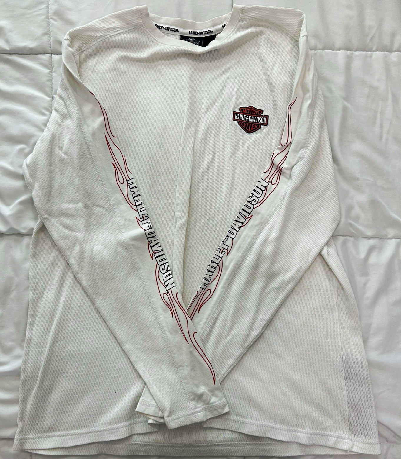 Harley-Davidson Motorclothes White Long Sleeve Crewneck T-Shirt Size XL
