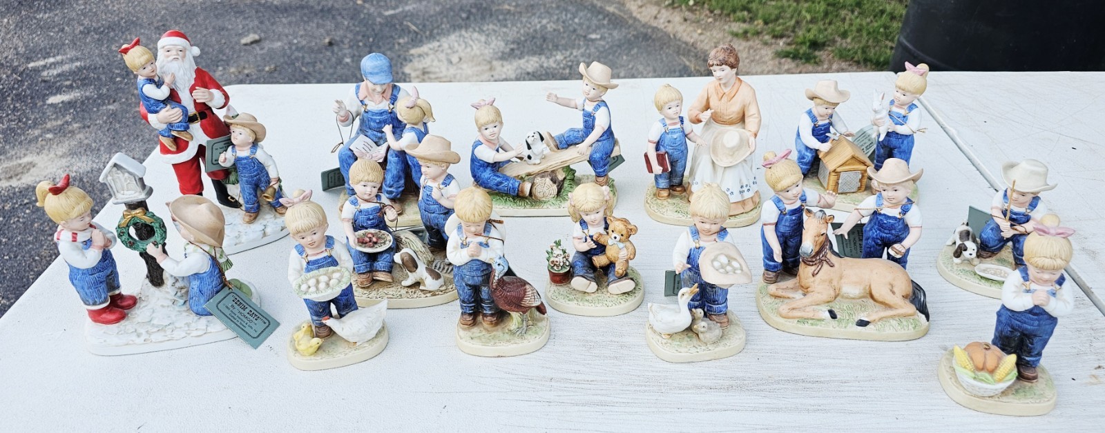 Vintage 1985 HOMCO Denim Days Figurines Large Lot Farm Kids Animals Christmas 