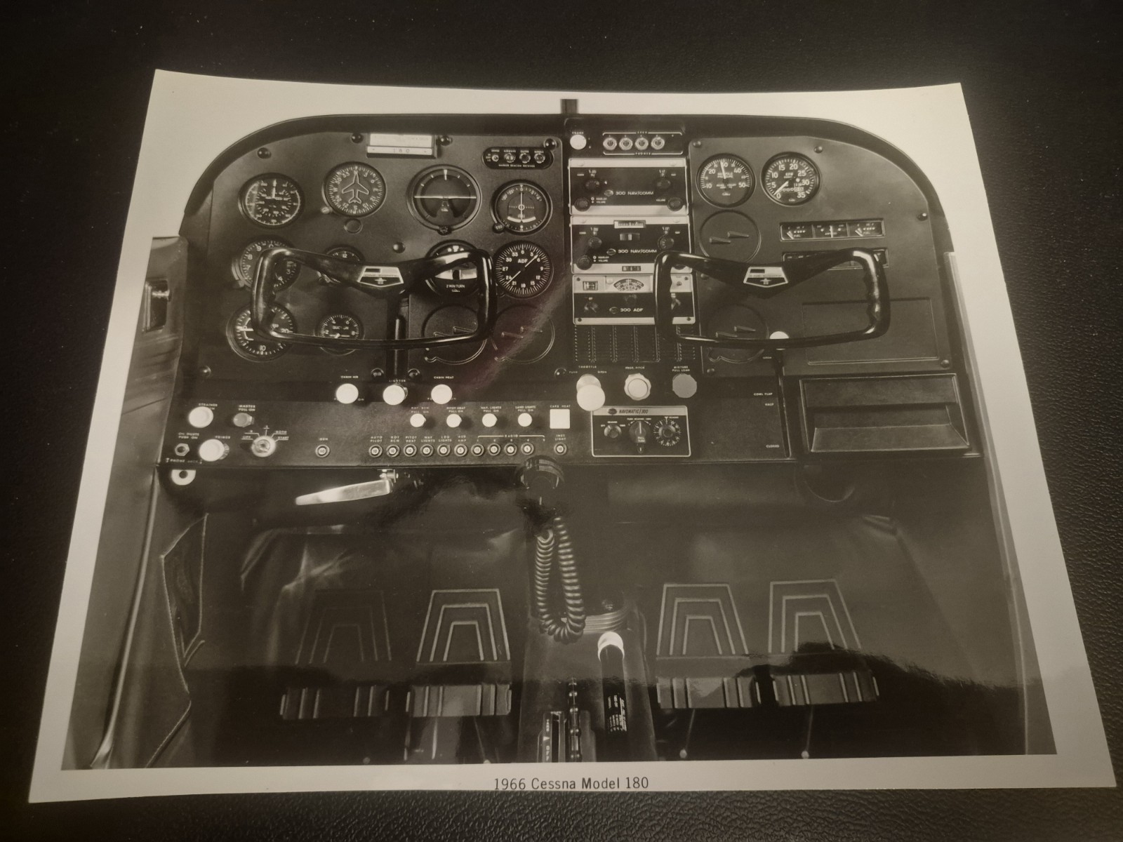 1966 Cessna Model 180 Cockpit Panel 8x10 Black And White Photo Will Be...