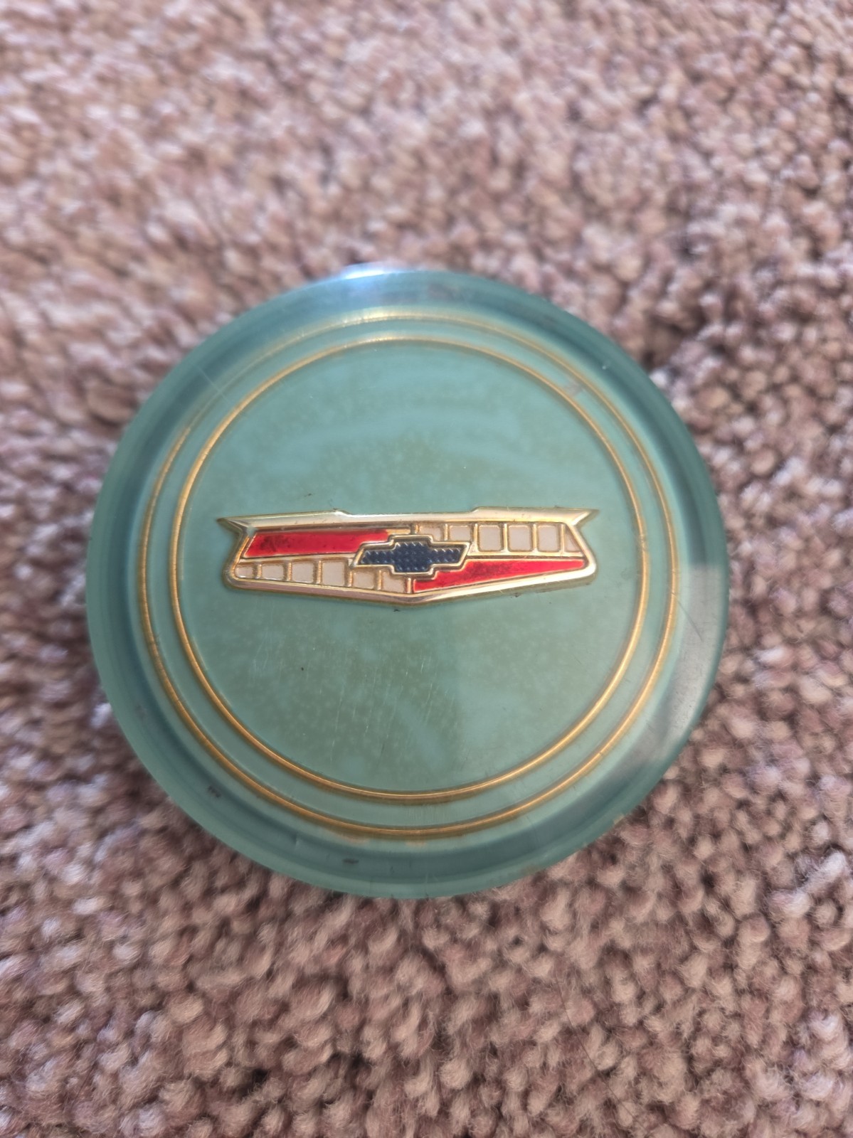 Vintage 1953 1954 Chevy Horn Button Fridge Magnet Repurposed Chevrolet Decor