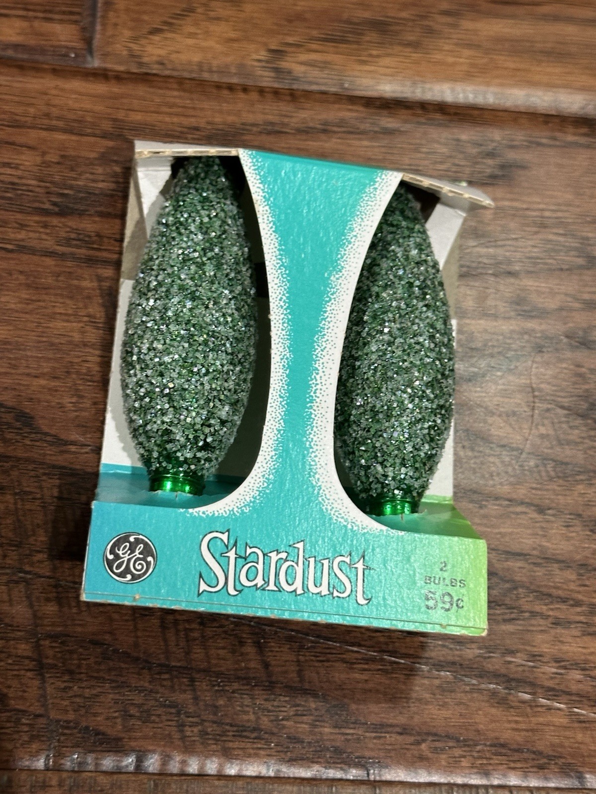 Vtg NOS GE C-7 Stardust Sugar Christmas Bulbs Green