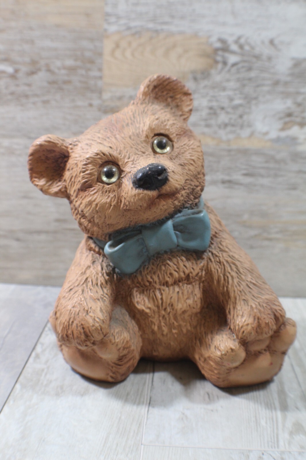 Vintage1983 Ceramic Teddy Bear with Blue Bow Figure #254 Heavy 9\ Vintage1983 Ceramic Teddy Bear with Blue Bow Figure #254 Heavy 9\