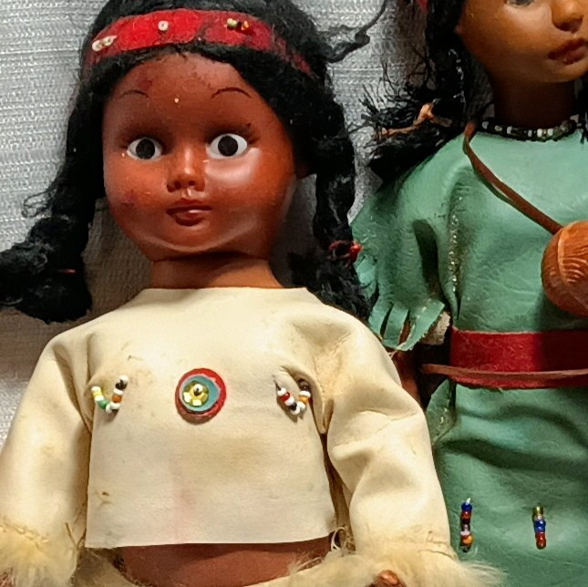 Vintage Native American Style Doll Lot w/ Braided Hair & Outfits (2 Shown)