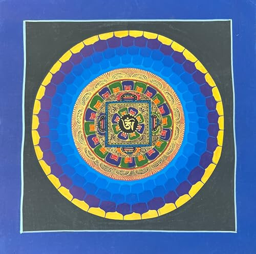 QT Om Vajra Chakra Mantra Thangka, 100% Hand Painting on Cotton Cloth Canvas QT Om Vajra Chakra Mantra Thangka, 100% Hand Painting on Cotton Cloth Canvas