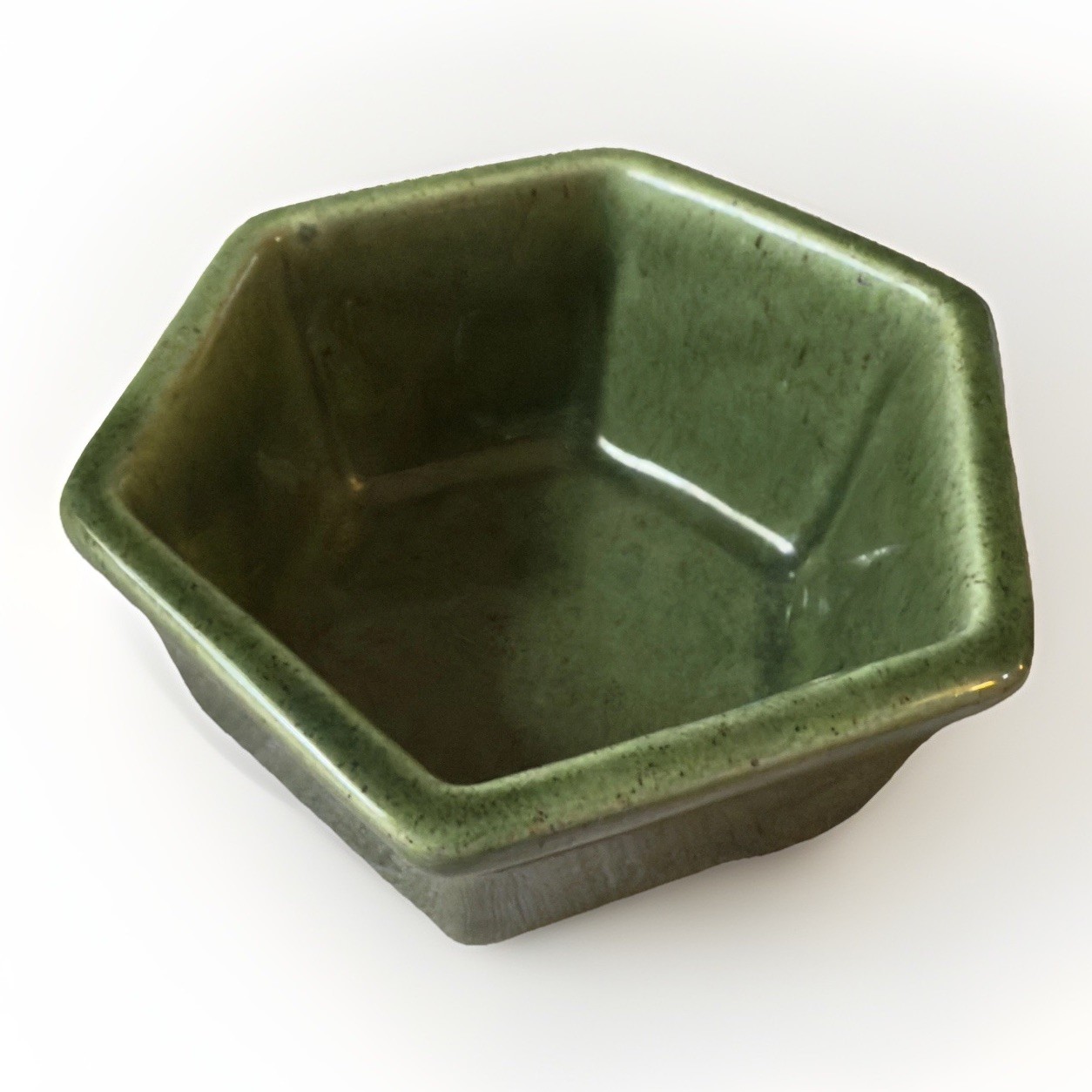 Haeger USA Speckled Green Hexagon Six Side Footed Succulent Planter MCM 4002