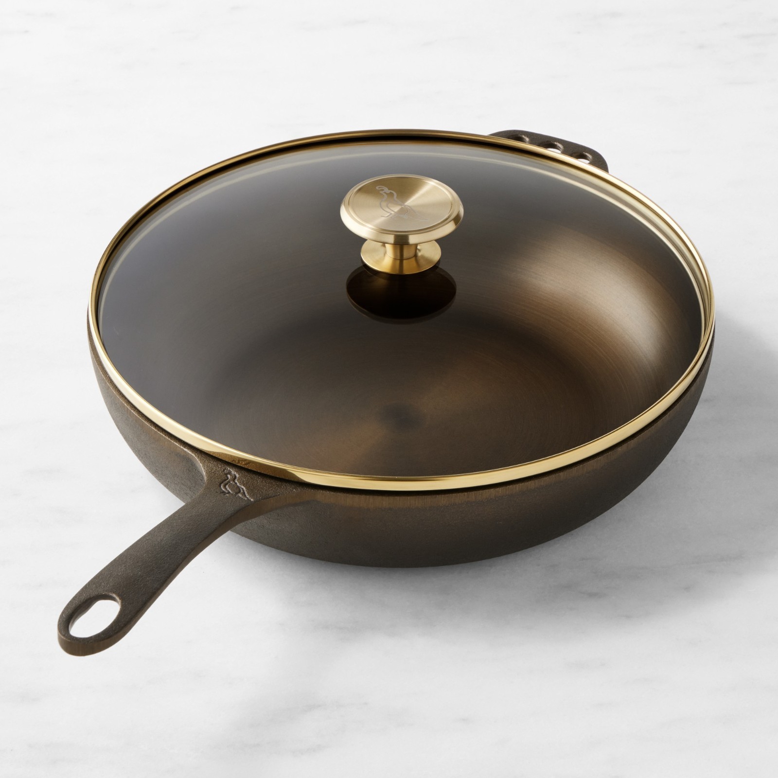 Smithey Seasoned Cast Iron Deep Skillet with Lid, 11\