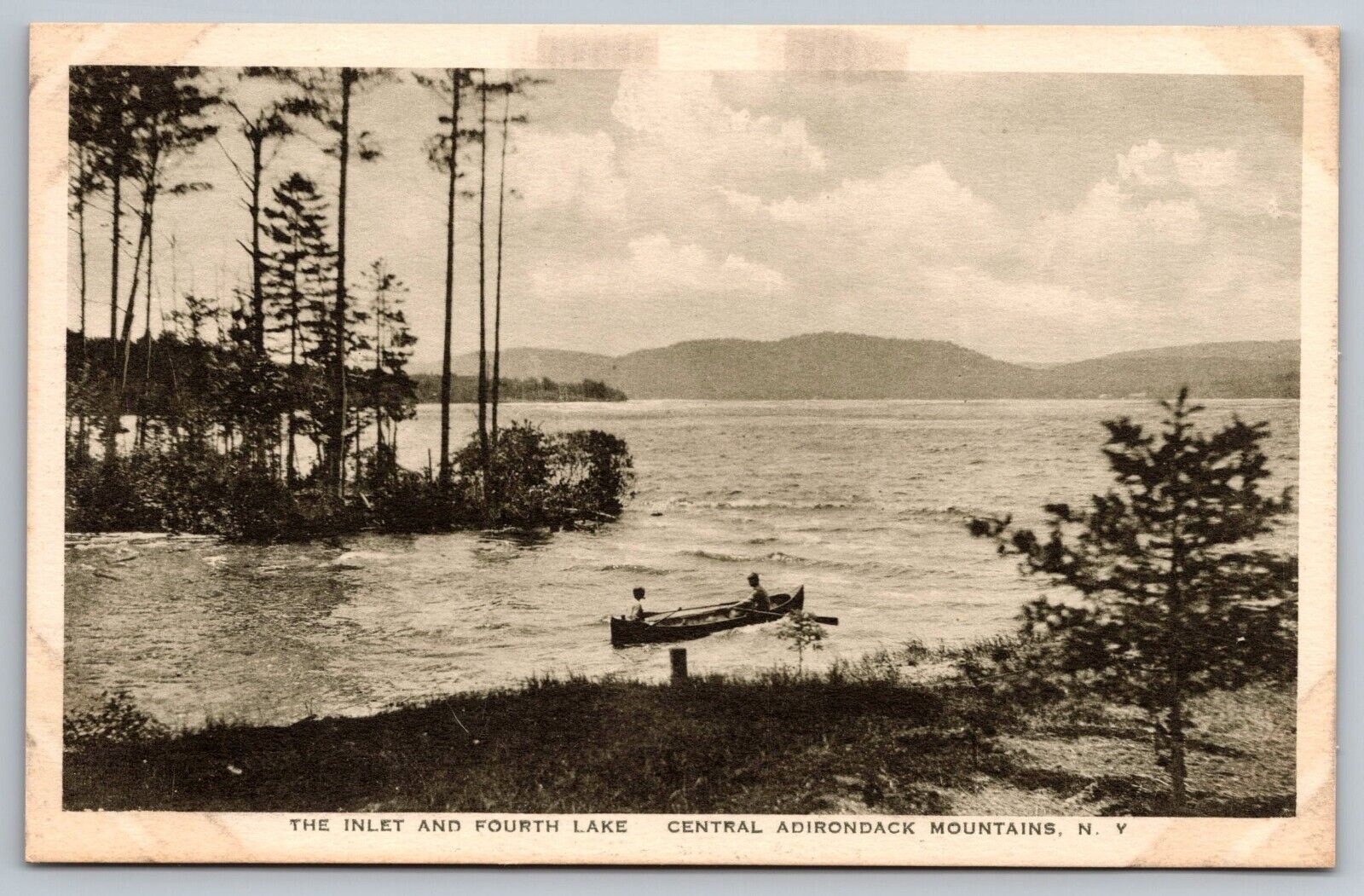 Inlet and Fourth Lake. Adirondacks New York Postcard