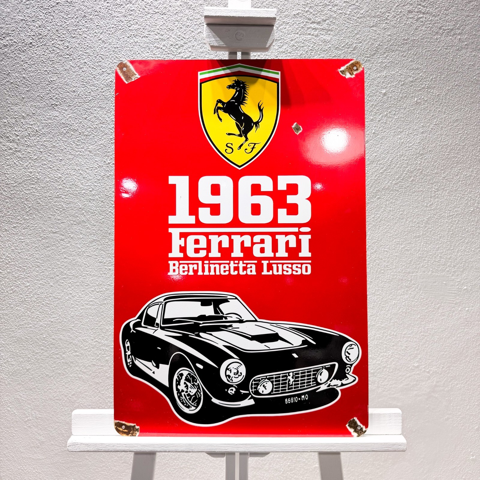 Ferrari 1963 Berlinetta Lusso Rusted Vintage Sign - 40 × 60 cm (15.7” × 23.6”)