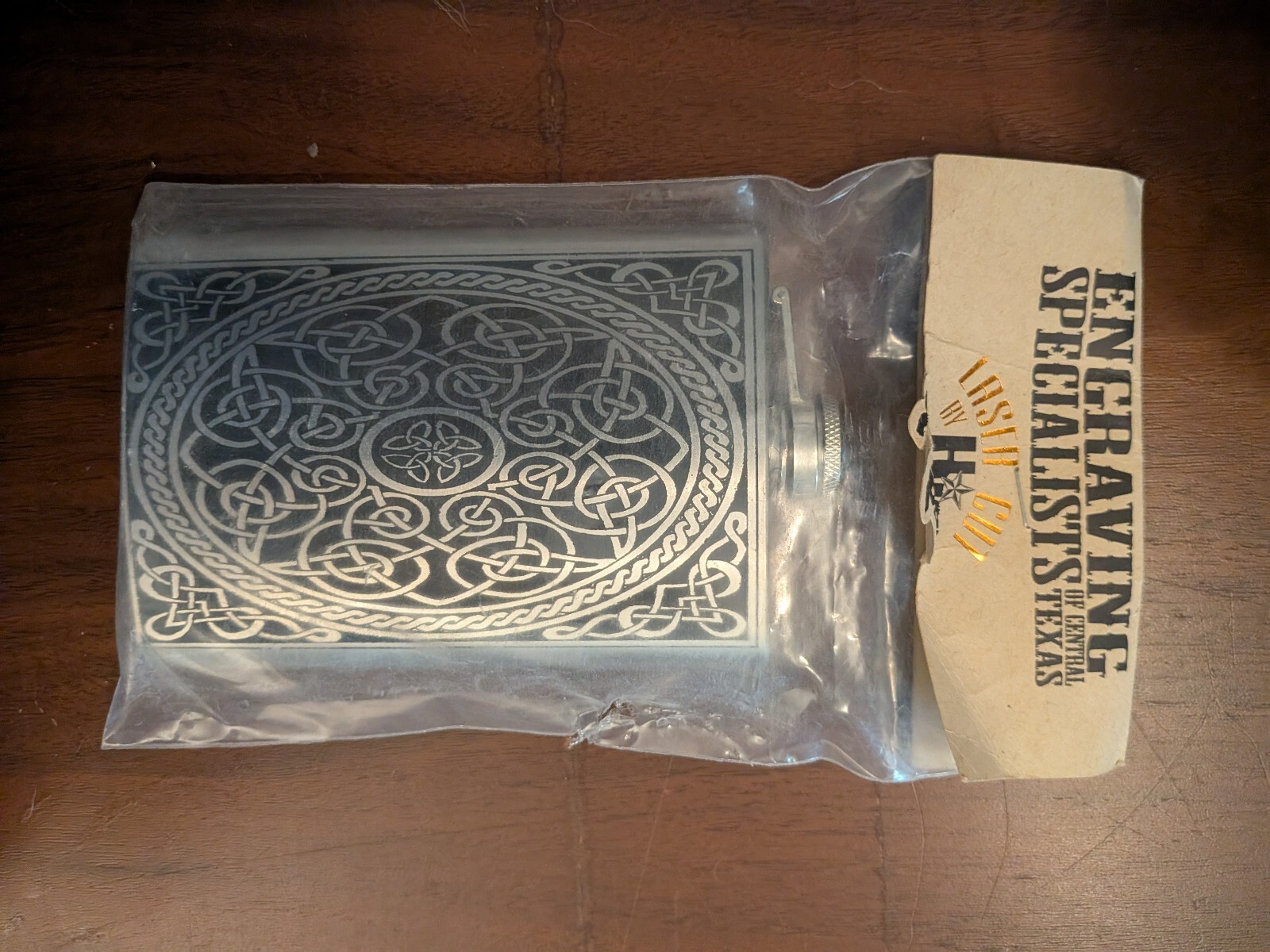 Engraved Stainless Steel 8 oz Hip Flask in Original Packaging