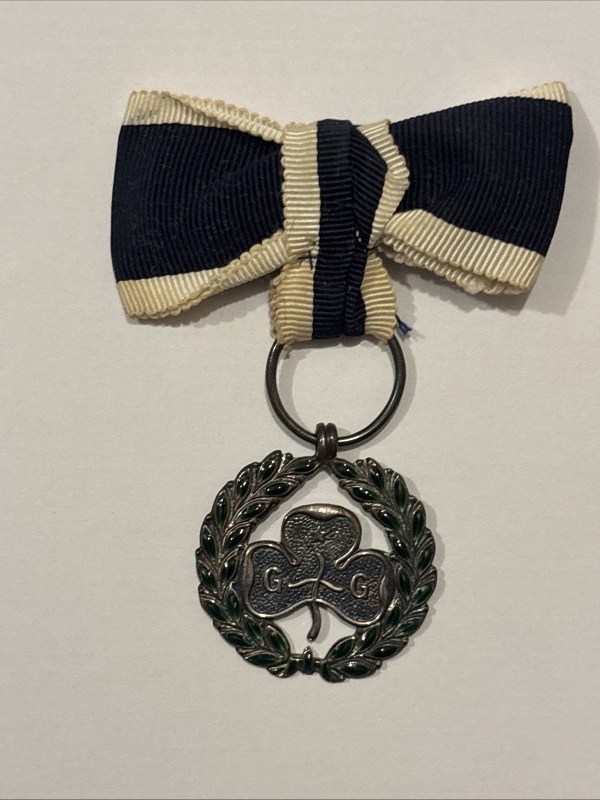 Vintage 1956 Girl Guides Medal of Merit Solid Sterling Silver Laurel Award Set
