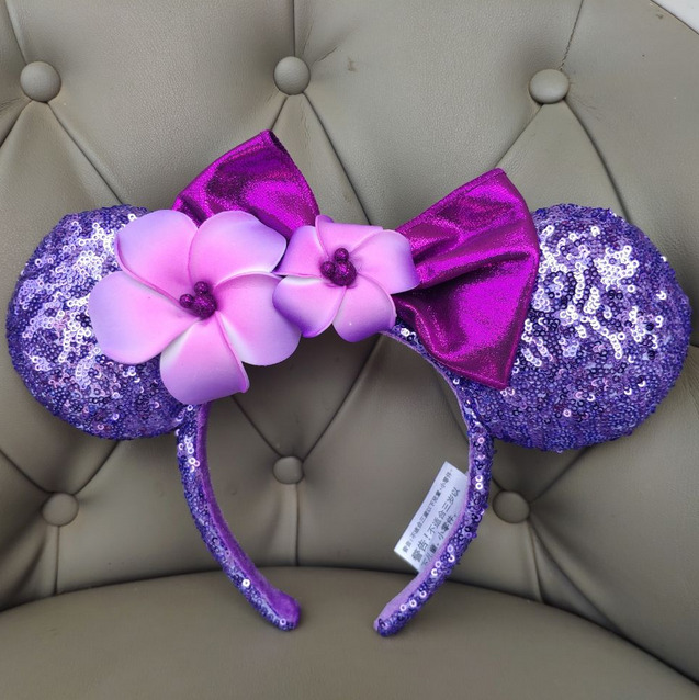 Minnie Ears Disney~Parks Mickey Mouse Purple Plumeria Aulani Hawaii Headband US