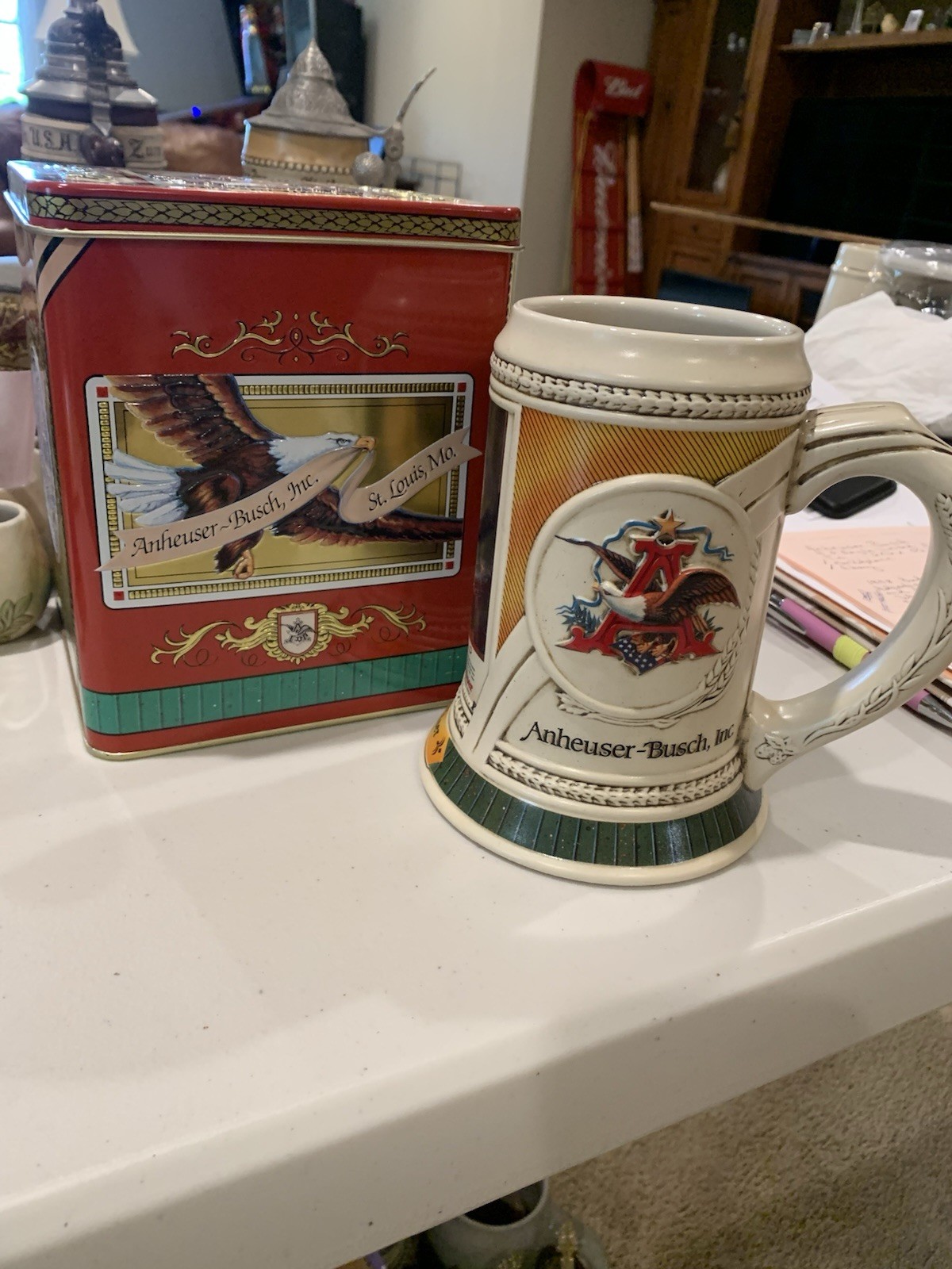 1998 Budweiser The Historic Advertising Series Stein Bud With Tin Box (A10)