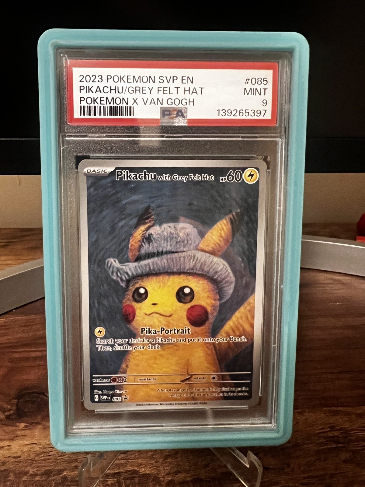 2023 Pokemon Van Gogh Pikachu With Grey Felt Hat Black Star Promo #085 PSA 9  🌍
