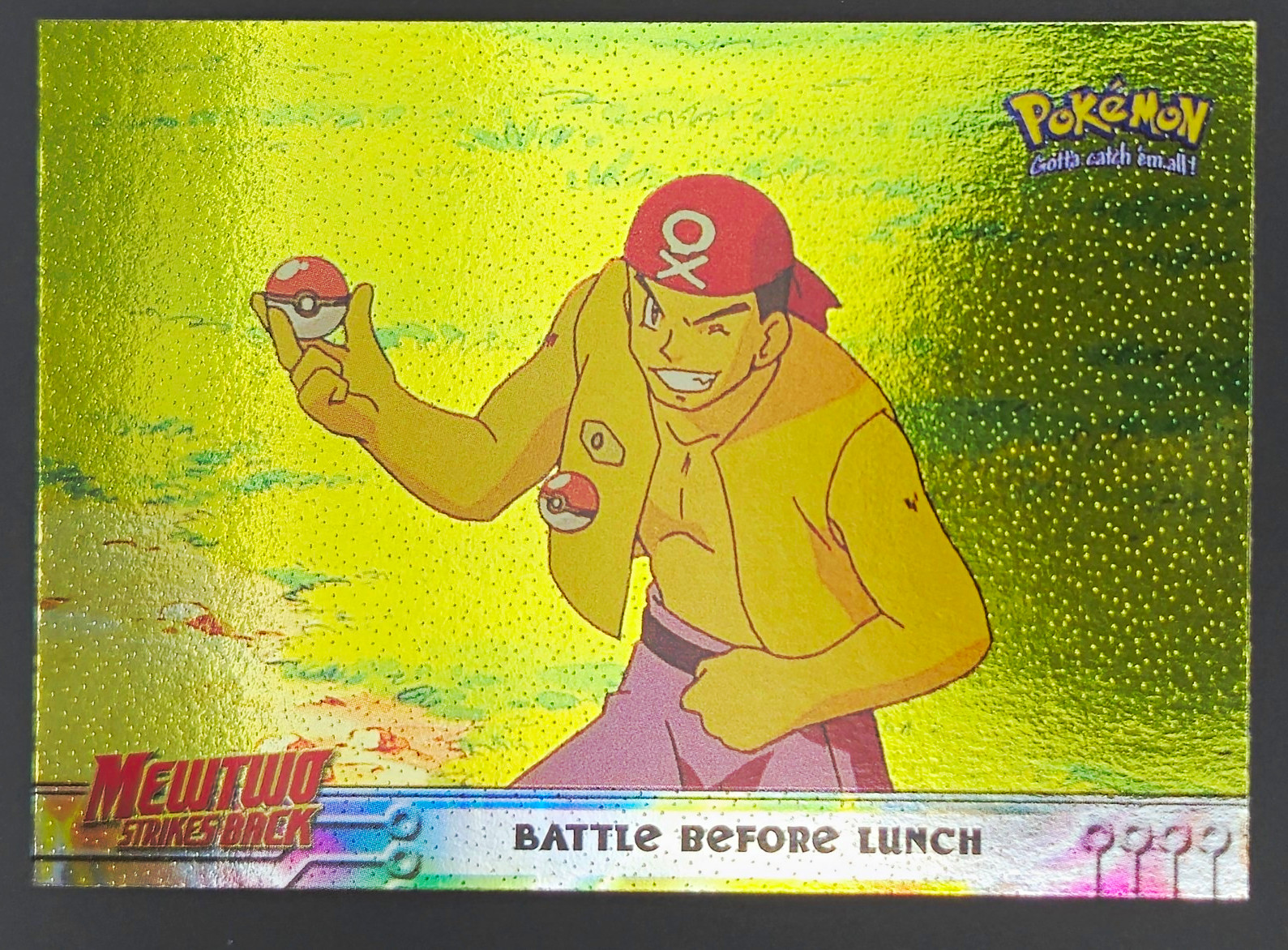 Topps Pokémon Mewtwo Strikes Back Movie #10 Battle Before Lunch Holo Black Logo