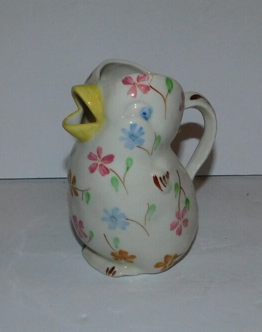 NEAT VINTAGE BLUE RIDGE CHINA CHICK PITCHER WITH FLORAL DESIGN