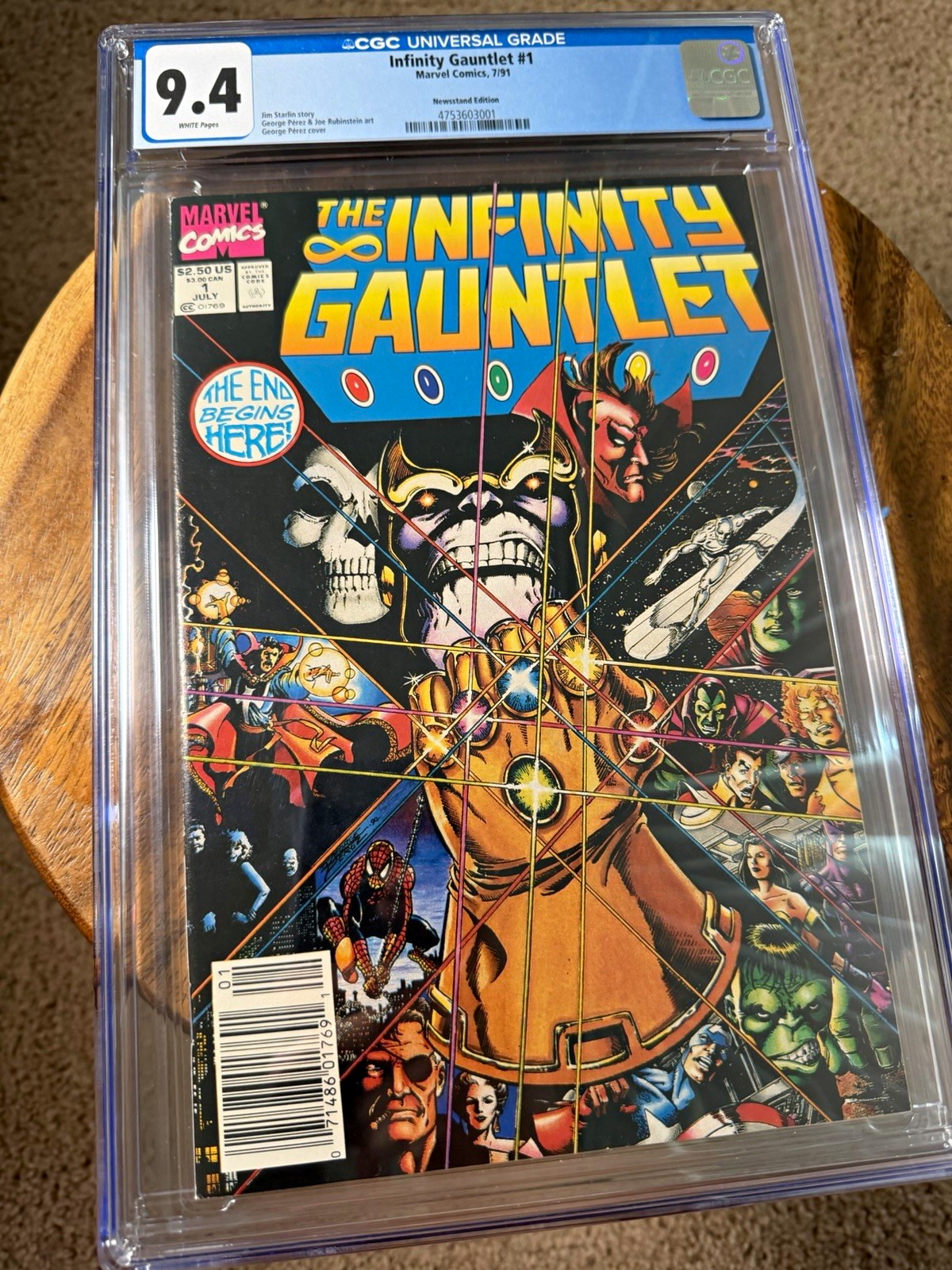 Marvel Infinity Gauntlet #1 CGC 9.4 Near Mint Newsstand Edition (1991)