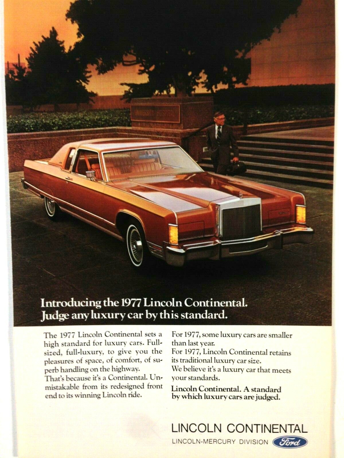 1977 Lincoln Continental Print Ad Judge Any Luxury Car