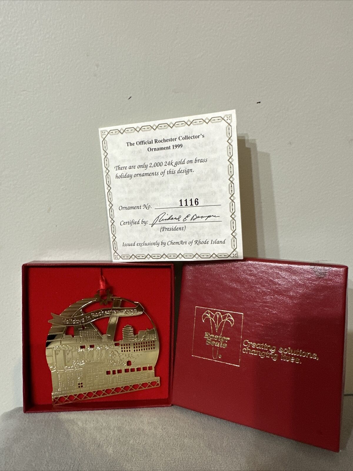 Easter Seals 1999 24k Gold Plated Ornament #1116 Of 2000 High Falls District 