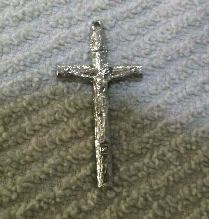 Vintage PAX Et Amor J.X.P. Crucifix Cross Pendant In Silvertone