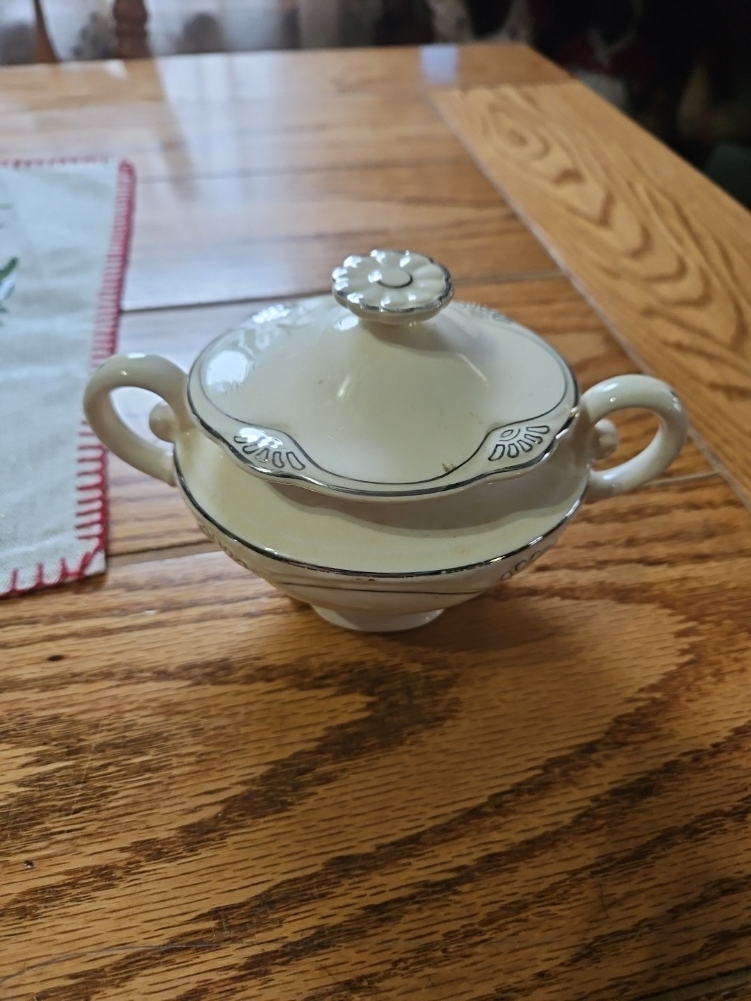 Homer Laughlin China Sugar Bowl W Handles  Made In USA A37 N8 VINTAGE