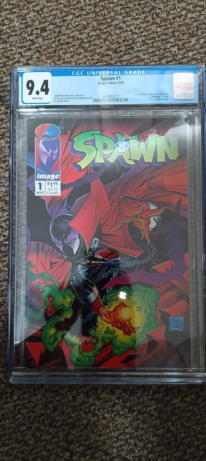SPAWN #1~CGC 9.4 WHITE PAGES~BRAND NEW~2/92~MARVEL COMIC BOOK