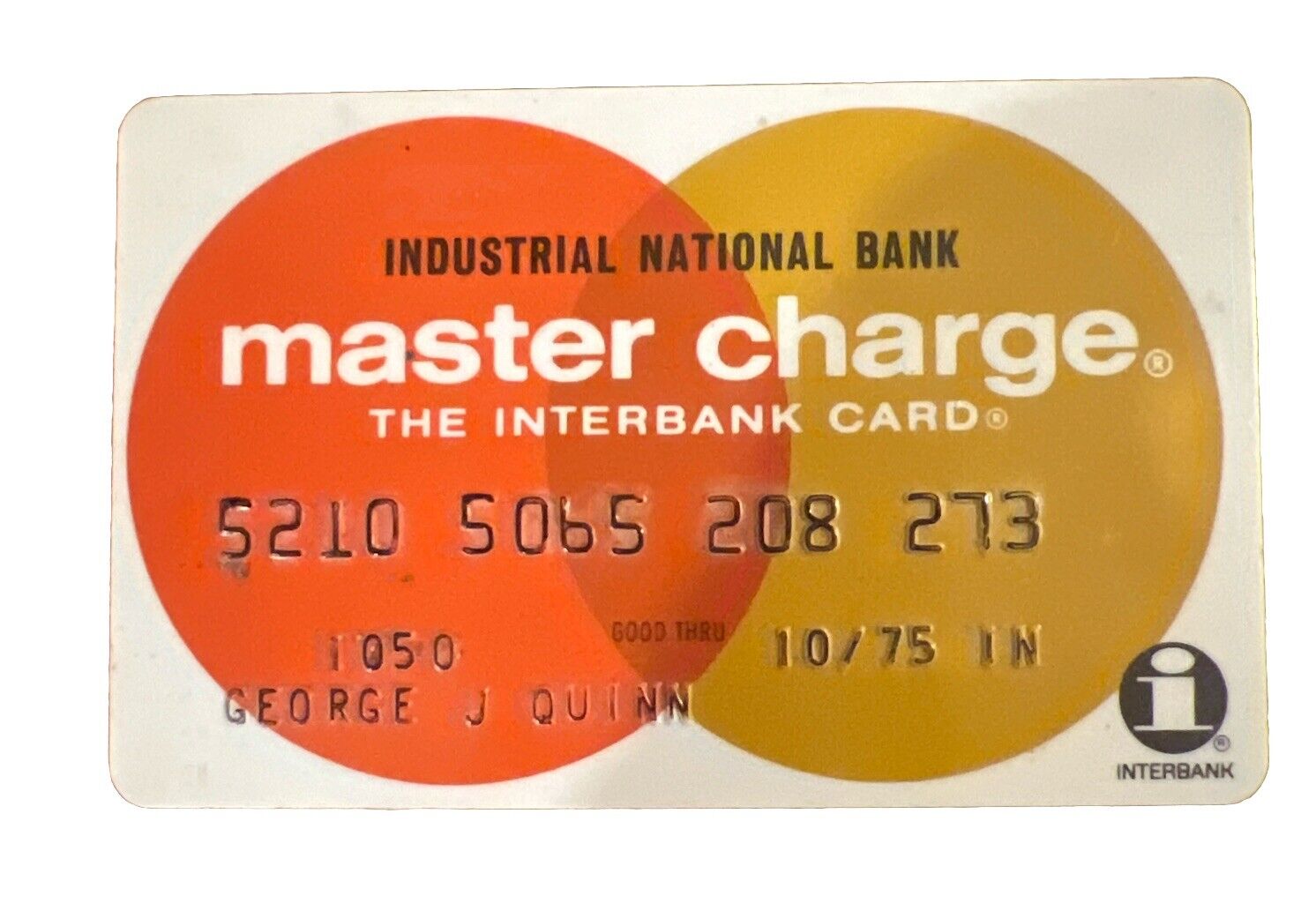 Vintage Master Charge Credit Card exp 1975