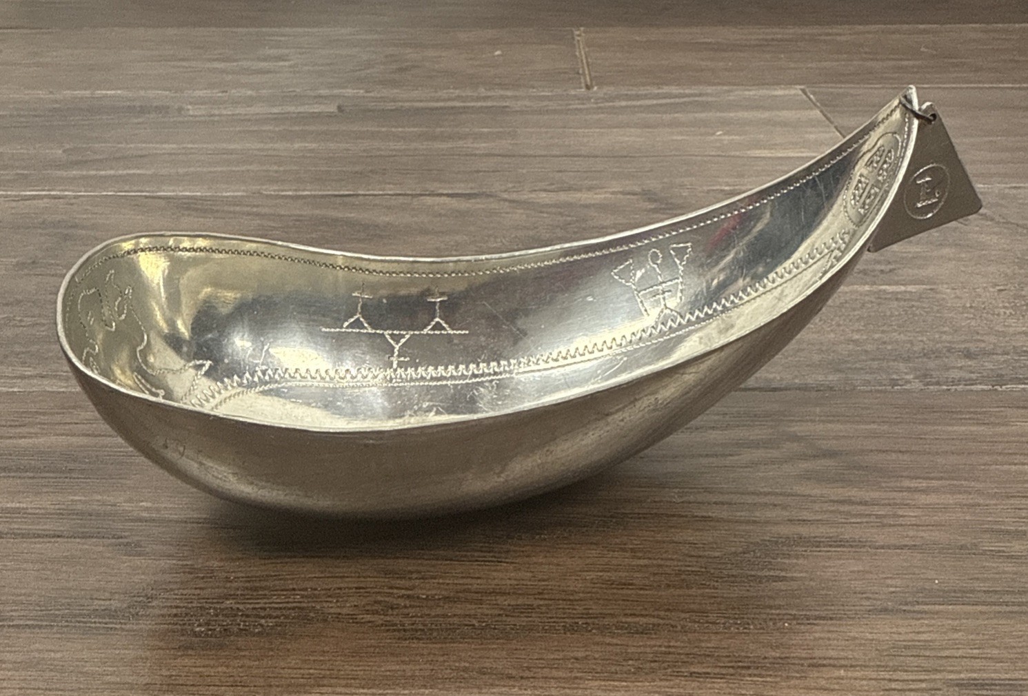 Vintage 1950s Swedish Sami (Laplander) Hand-crafted Pewter Bowl Folk Art Dish