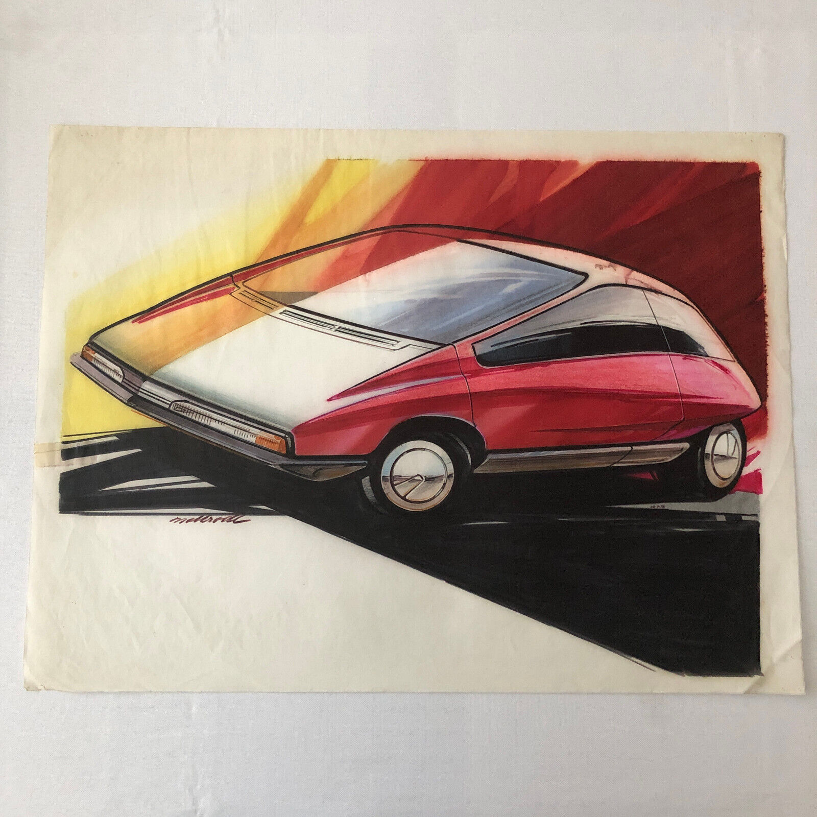 Styling Concept Car Illustration Art Drawing Sketch Vintage Original NOTTRODT