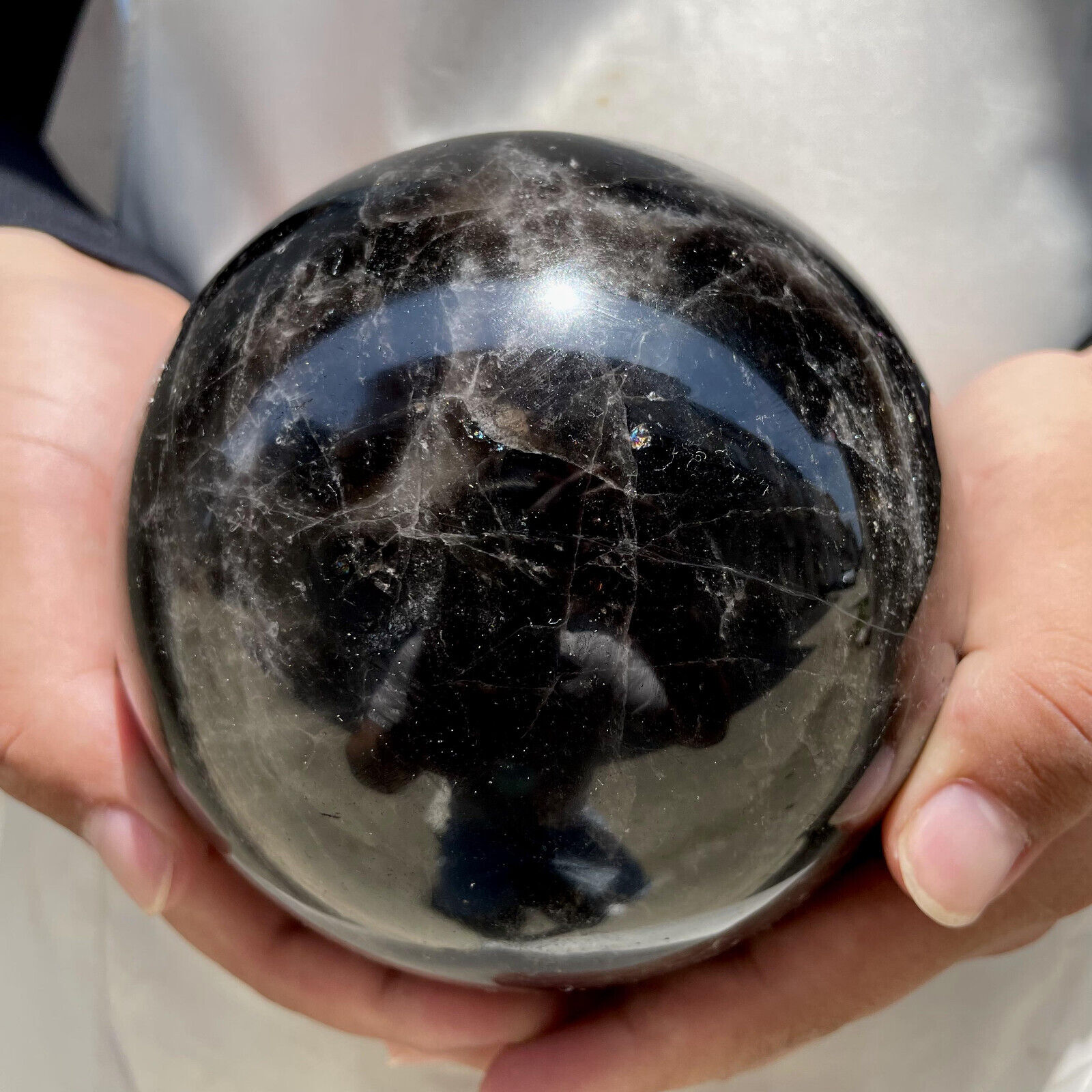 2320g Natural Smoky Quartz Sphere Black Crystal Ball Reiki Energy Healing