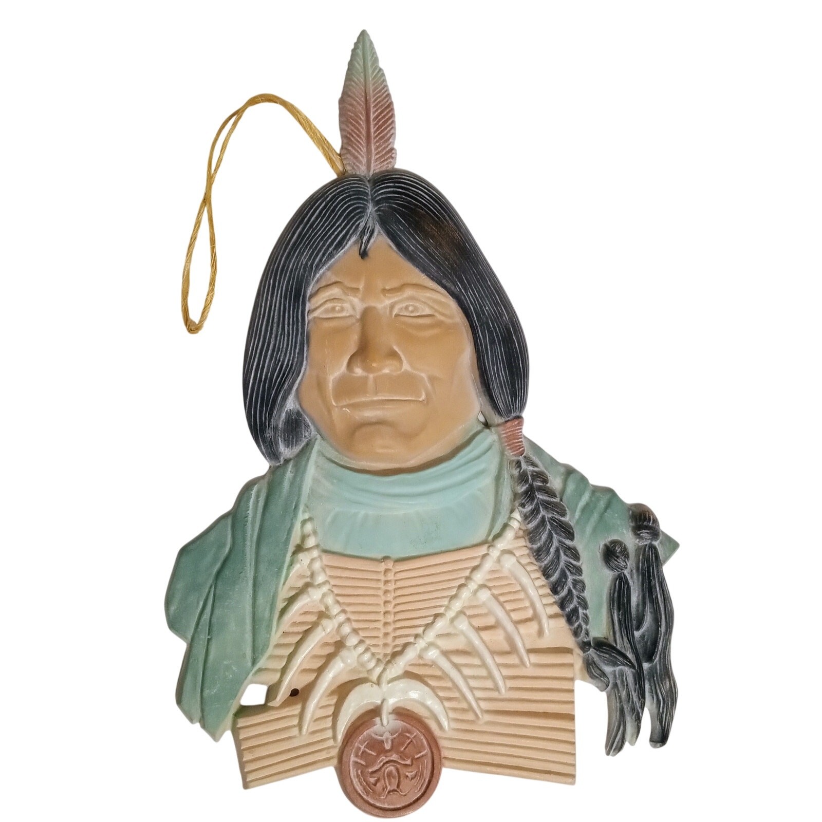 Vintage 60's-70's Sexton Native American Man  Cast Metal Wall Plaque 13