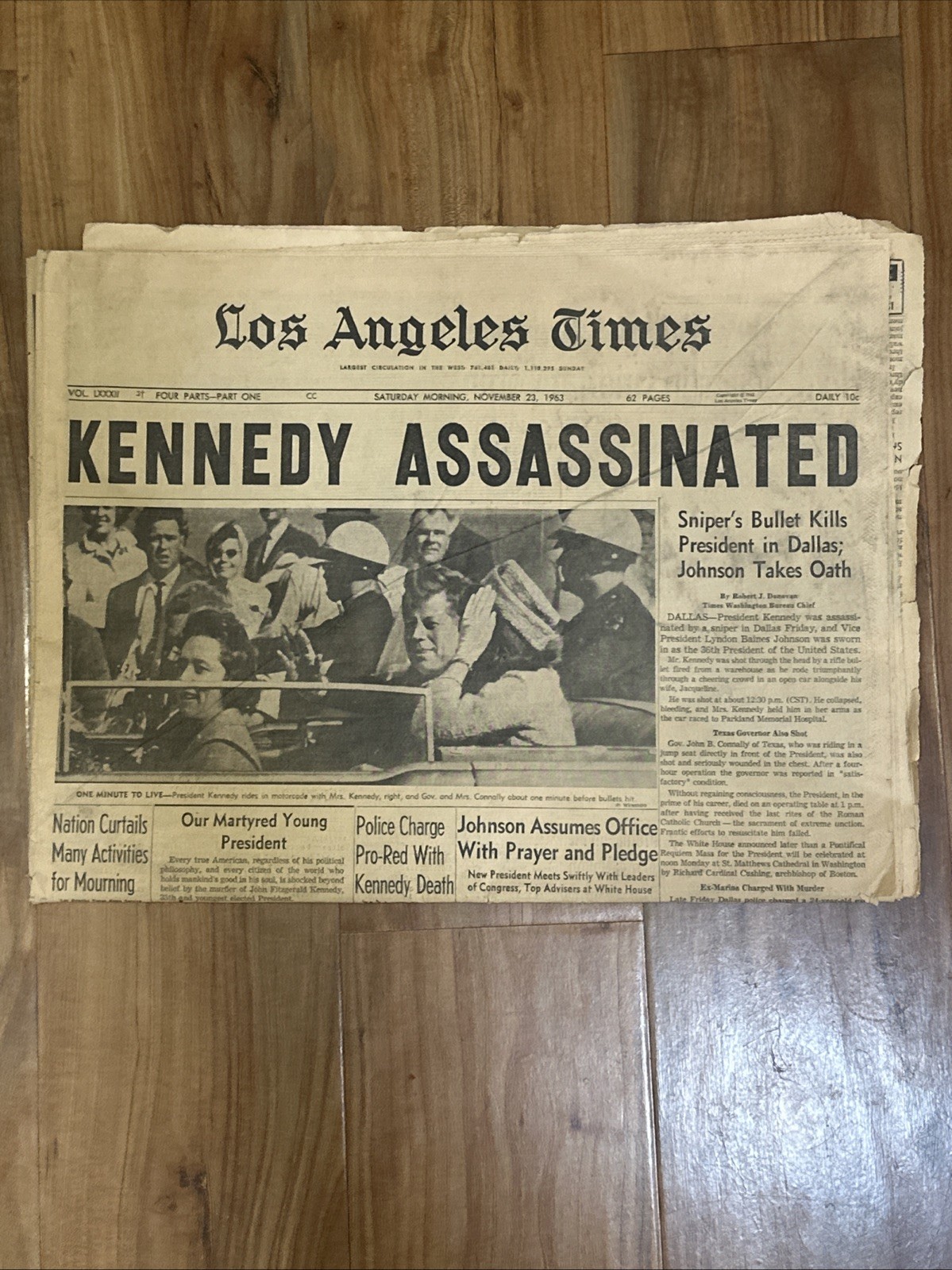 KENNEDY ASSASSINATED LA Times Original Newspaper, November 23, 1963 KENNEDY ASSASSINATED LA Times Original Newspaper, November 23, 1963