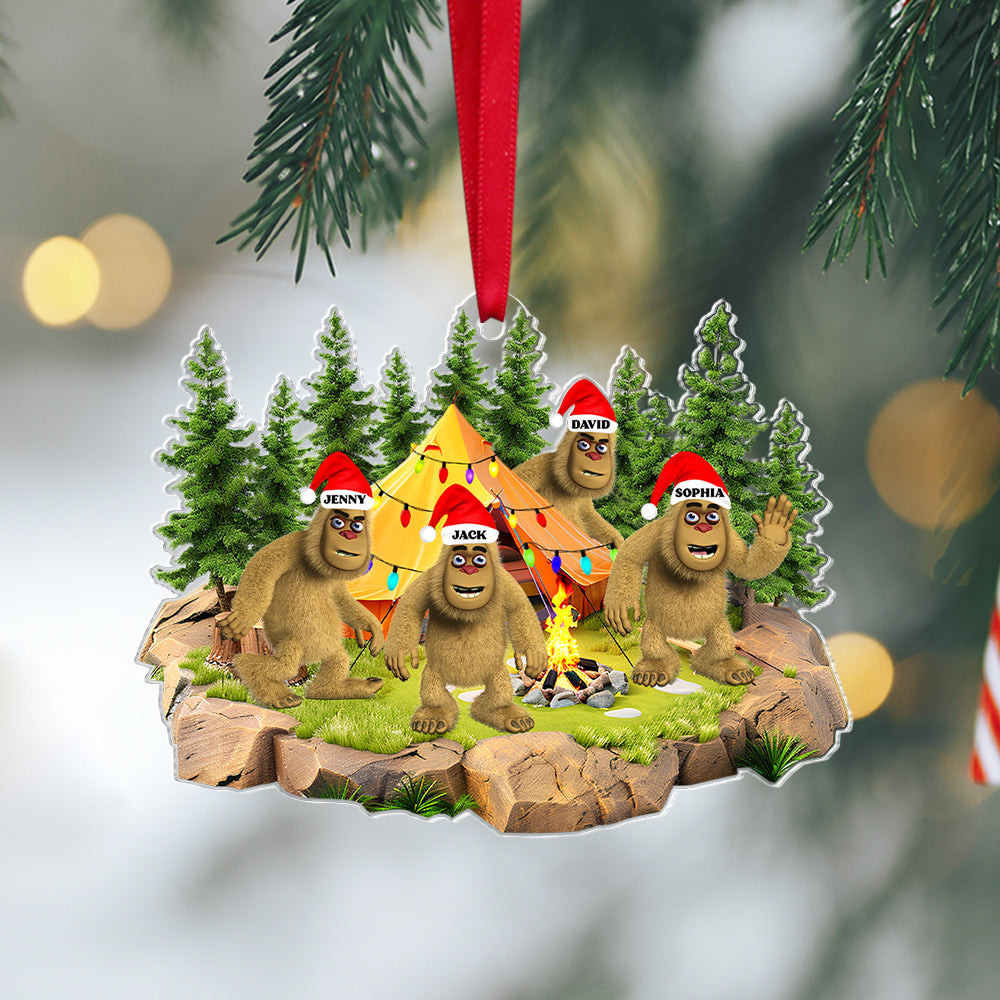 Personalized Bigfoot Camping Christmas Ornament Camper Adventure Ornament Gift