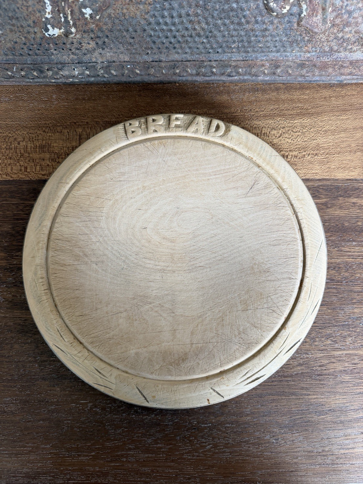 Antique English Carved Wood “BREAD” Board - 10”