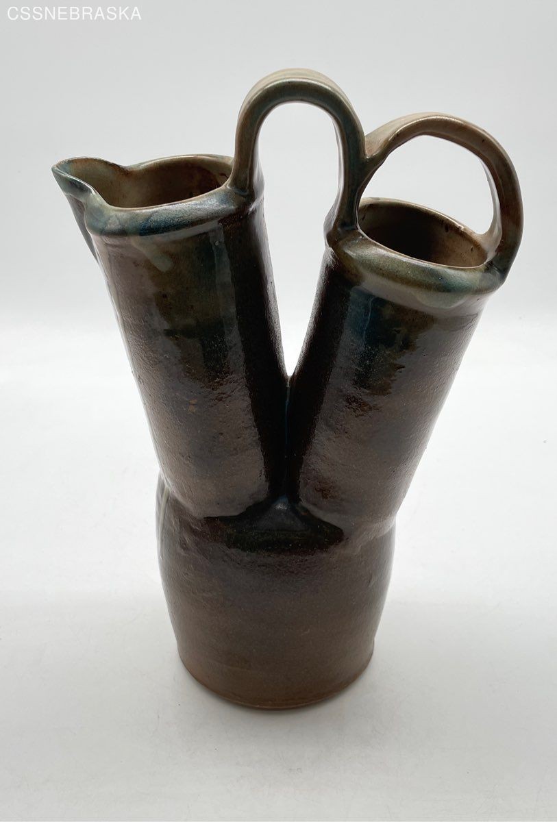 Brown Unique Handmade Pottery Glazed Vase Signed
