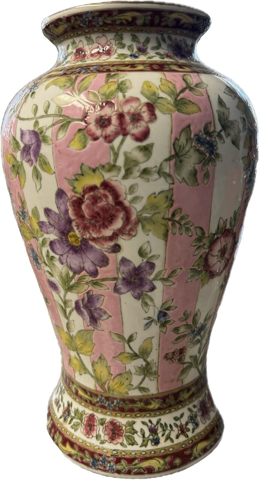 RARE Stamped Antique Chinese Porcelain Famille Rose Wall  Vase.