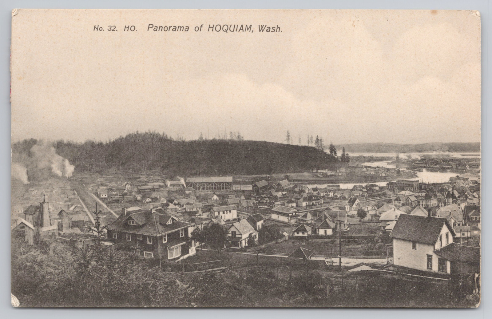Vintage 1908 Postcard Panorama of Hoquiam Washington Early Town View