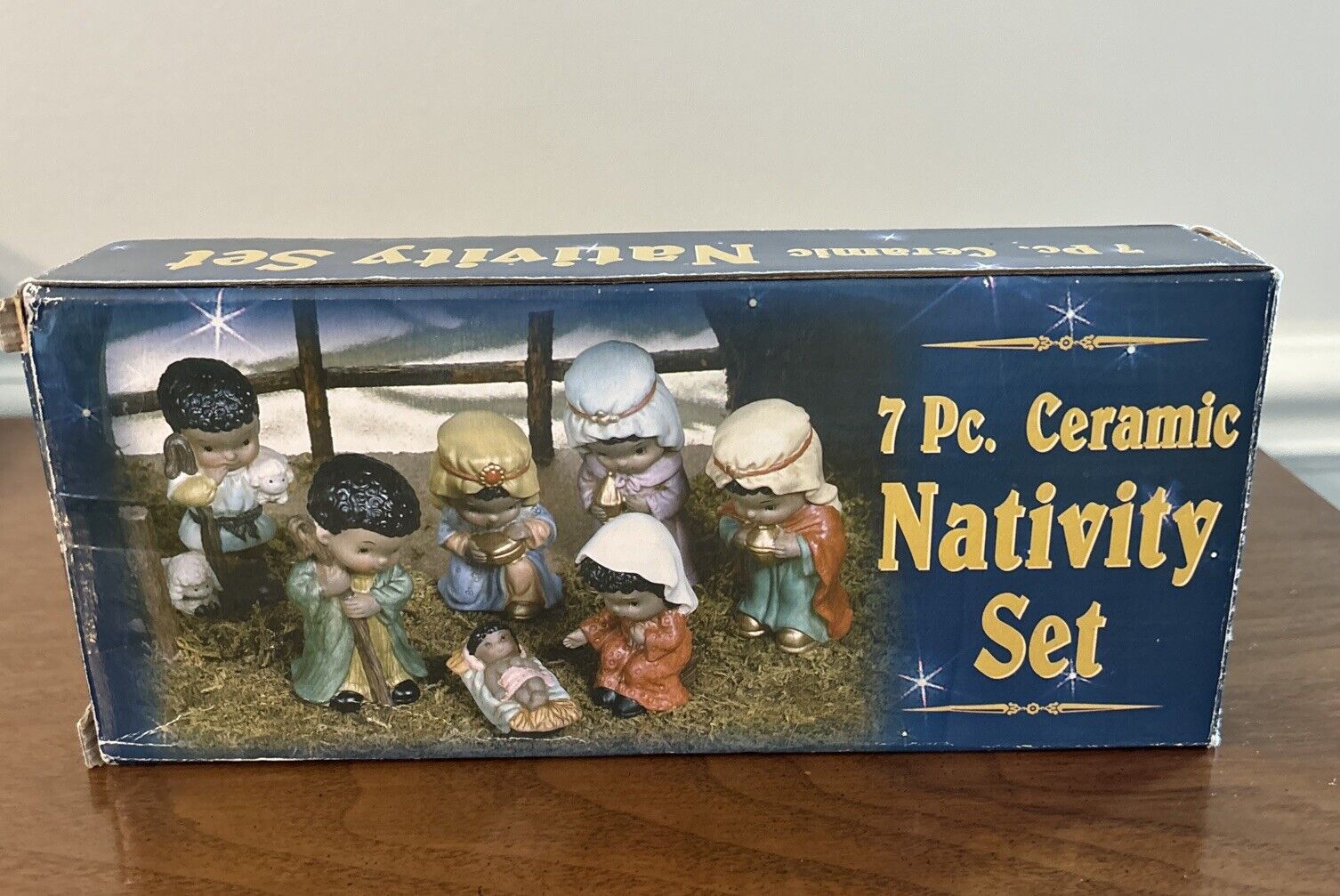 Vintage 7 Piece Nativity Set Children Christmas Giftco with Box