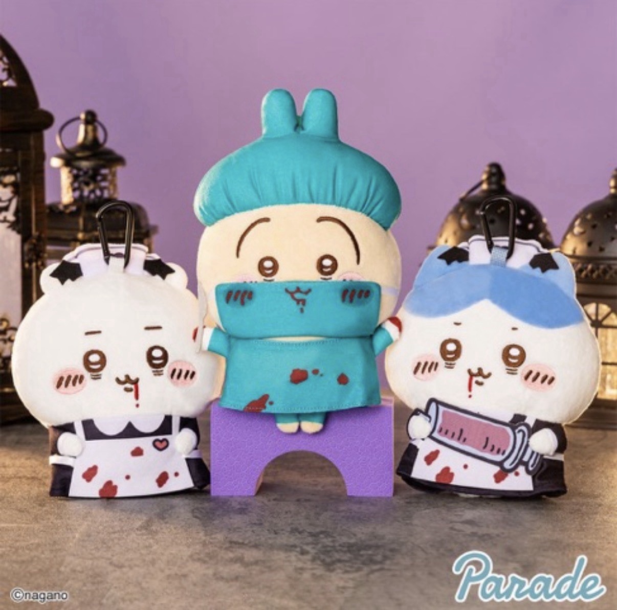 NEW Chiikawa Halloween Drawstring Pouch Plush Toy Set of 3 Japan