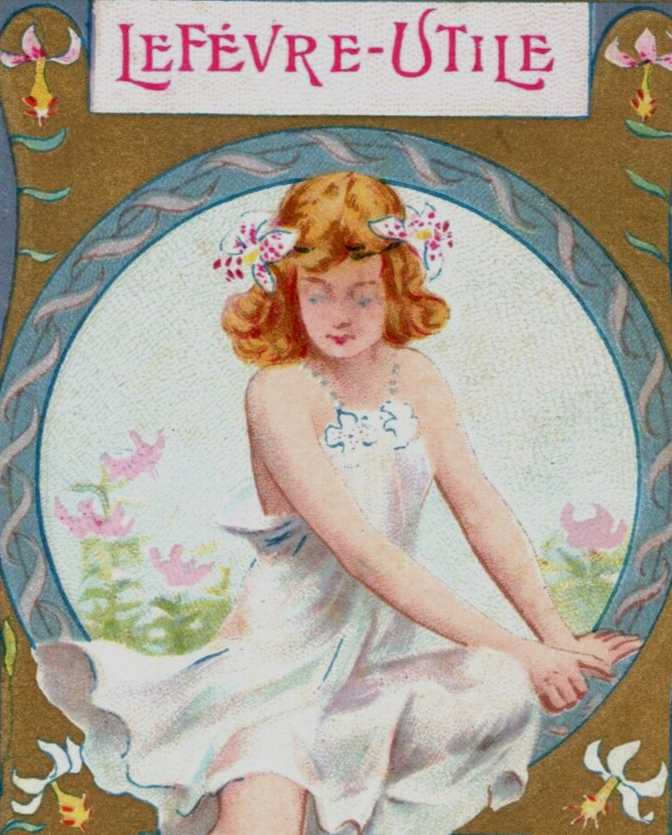 1890s Art Nouveau Lefevre Utile Gaufrette Vanille Alfons Mucha French F148 1890s Art Nouveau Lefevre Utile Gaufrette Vanille Alfons Mucha French F148
